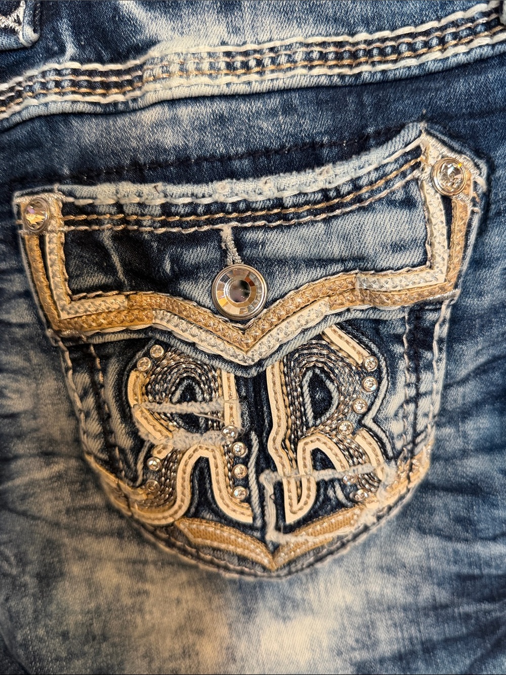Rock Revival Distressed Blue Wash Womens Denim Shorts - Picture 3 of 13